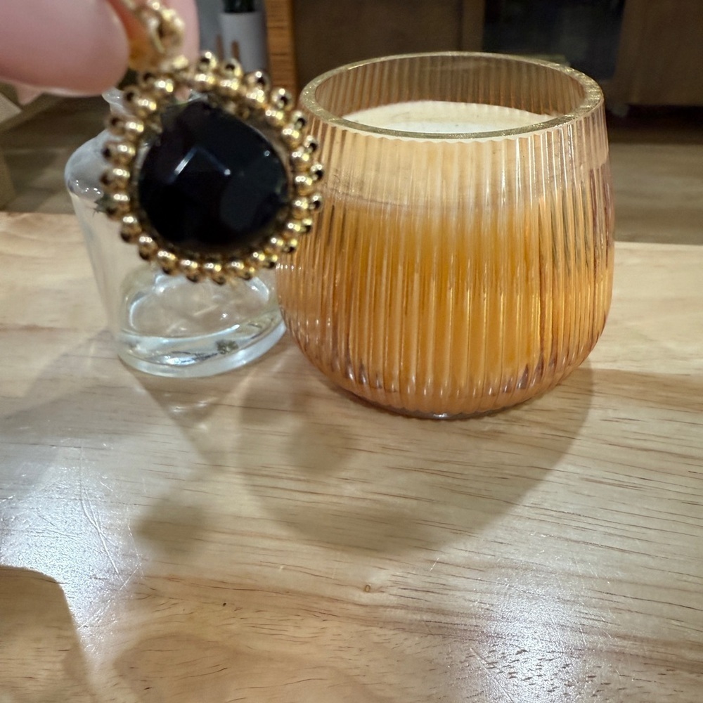 Gold and Black Dangle Earrings - Picture 3 of 5